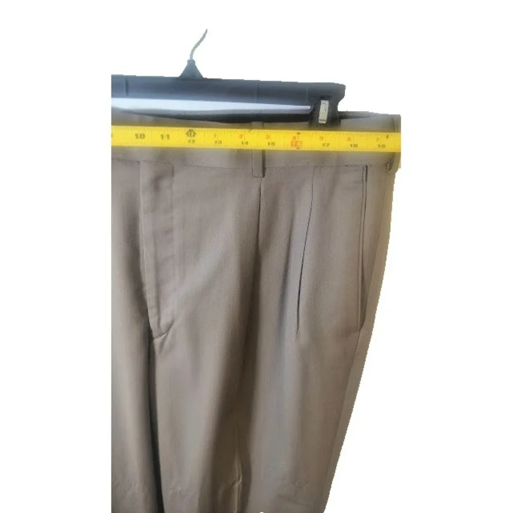 Stafford Essentials Pants Men 42x32 Beige Crosshatch Classic‎ Fit